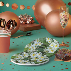 Assiettes En Carton White Primroses Floral Tea Party
