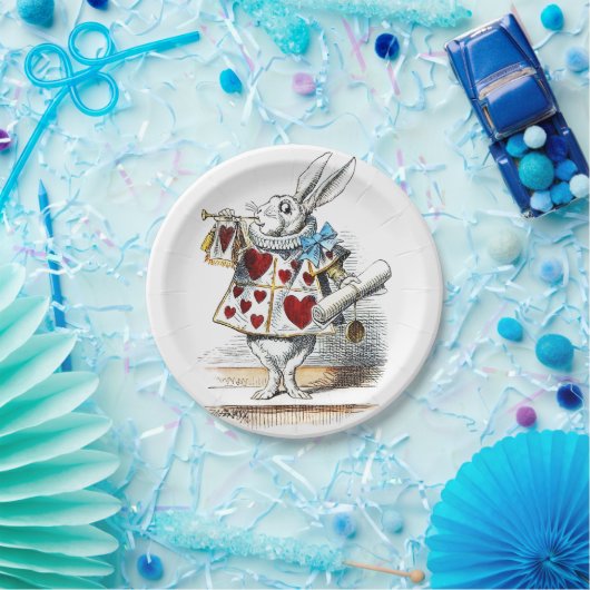 Assiettes En Carton White Rabbit Alice Wonderland Hearts (Fête)