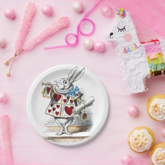 Assiettes En Carton White Rabbit Alice Wonderland Hearts (Fête)