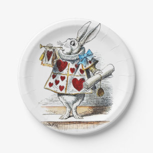 Assiettes En Carton White Rabbit Alice Wonderland Hearts Fourre-tout