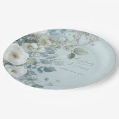 Assiettes En Carton White Roses Hellebores Silver Eucalyptus Wedding (Angle)