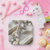 Assiettes En Carton White Satin with Roses and Peony Wedding (Fête)