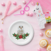Assiettes En Carton White Snow Christmas Owl (Fête)