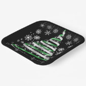Assiettes En Carton White Snowflake Silver Green Ribbon Christmas Tree (Angulaire)