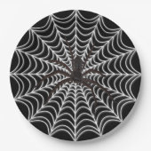 Assiettes En Carton White Spider Web et Black Spider Halloween (Devant)