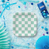 Assiettes En Carton White & Teal Checkerboard Paper Plates (Fête)