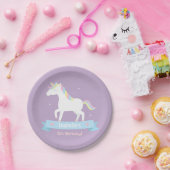 Assiettes En Carton White Unicorn Girls Birthday Purple Party Plaques (Fête)