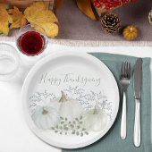 Assiettes En Carton White Watercolor Citrouilles Thanksgiving