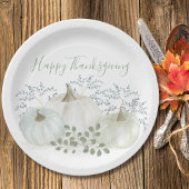 Assiettes En Carton White Watercolor Citrouilles Thanksgiving
