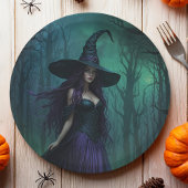 Assiettes En Carton Wicked Halloween sorcière en violet et noir