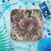 Assiettes En Carton Wicked Plum Petals – Gothic Floral Design (Fête)