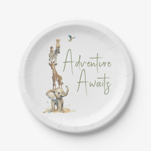 Assiettes En Carton Wild Jungle Safari Aventure Attend Baby shower (Devant)