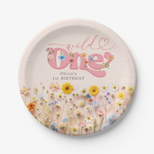 Assiettes En Carton Wild One 1er Fleur sauvage d'anniversaire (Devant)