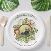 Assiettes En Carton Wild One 1st Birthday Photo Safari Animaux Feuille