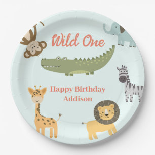 Assiettes En Carton Wild One African Safari Animaux 1er anniversaire