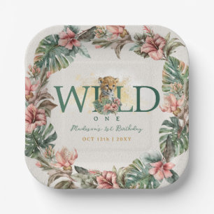 Assiettes En Carton Wild One Animal Guepard Baby Boy 1er anniversaire