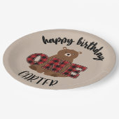 Assiettes En Carton Wild One Bear Bonne fête d'anniversaire (Angle)