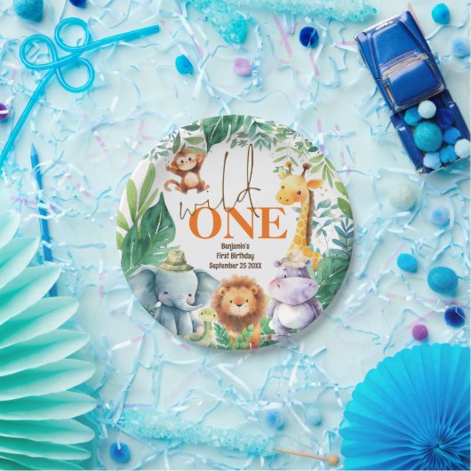 Assiettes En Carton Wild One Cute Safari Animaux 1er anniversaire (Fête)