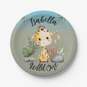 Assiettes En Carton Wild One Cute Safari Animaux Girafe 1er anniversai