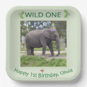 Assiettes En Carton Wild One Elephant First Birthday Celebration (Recto)