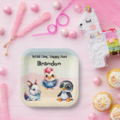 Assiettes En Carton Wild One Happy Fun Woodland Animaux Aquarelle (Fête)