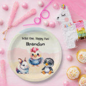 Assiettes En Carton Wild One Happy Fun Woodland Animaux Aquarelle (Fête)