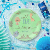 Assiettes En Carton Wild One Jungle Friends Blue Brown Premier anniver (Fête)