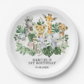 Assiettes En Carton Wild One Jungle Safari Animaux Anniversaire (Devant)