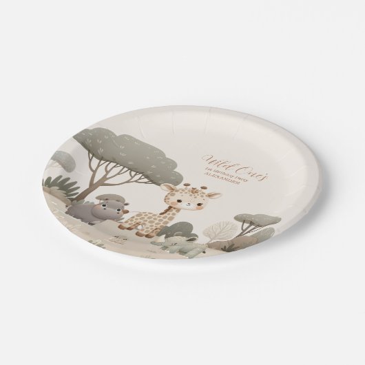 Assiettes En Carton Wild One Jungle Safari Animaux Garçon 1er annivers (Angle)