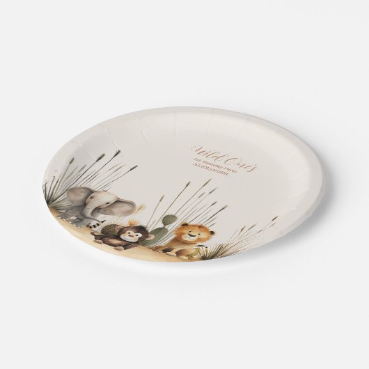 Assiettes En Carton Wild One Jungle Safari Animaux Garçon 1er annivers (Angle)