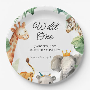 Assiettes En Carton Wild One Jungle Safari Anniversaire