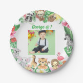 Assiettes En Carton Wild One Jungle Safari Thème 1er anniversaire fête (Devant)