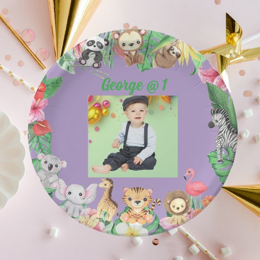 Assiettes En Carton Wild One Jungle Safari Thème 1er anniversaire fête