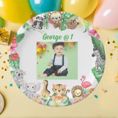Assiettes En Carton Wild One Jungle Safari Thème 1er anniversaire fête