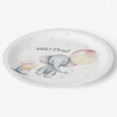 Assiettes En Carton Wild One mignonne Elephant Balloon Gâteau 1er anni (Angle)