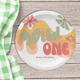 Assiettes En Carton Wild One Retro Rainbow Daisy 1er anniversaire