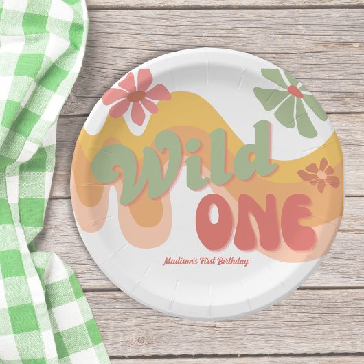 Assiettes En Carton Wild One Retro Rainbow Daisy 1er anniversaire