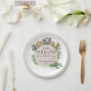 Assiettes En Carton Wild One Safari Animal Jungle Baby shower moderne
