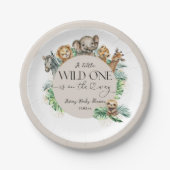 Assiettes En Carton Wild One Safari Animal Jungle Baby shower moderne (Devant)