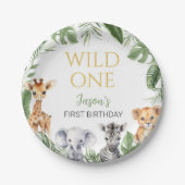 Assiettes En Carton Wild One Safari Animaux Baby shower d'anniversaire (Devant)
