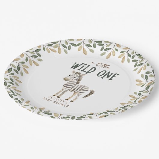 Assiettes En Carton Wild One Safari Animaux Baby shower neutre (Angle)