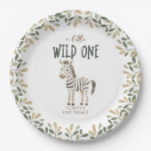 Assiettes En Carton Wild One Safari Animaux Baby shower neutre (Devant)