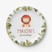 Assiettes En Carton Wild One Safari Animaux Garçon fête d'anniversaire (Devant)