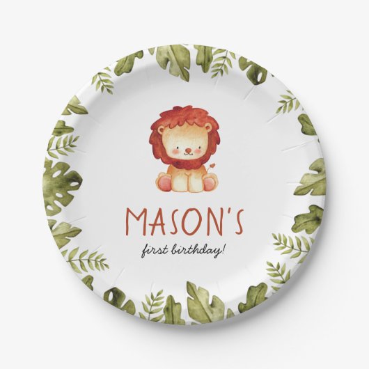 Assiettes En Carton Wild One Safari Animaux Garçon fête d'anniversaire (Devant)