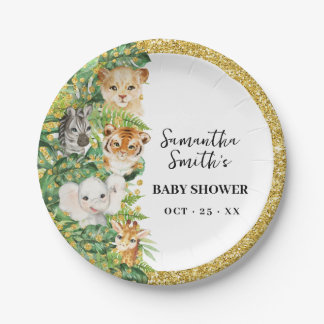 Assiettes En Carton Wild One Safari Animaux Gold Parties scintillant B