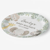 Assiettes En Carton Wild One Safari Baby shower Jungle Animaux (Angle)
