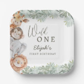Assiettes En Carton Wild One Safari Boy 1er anniversaire (Recto)