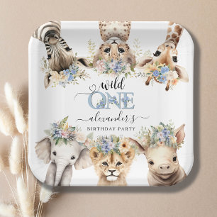 Assiettes En Carton Wild One Safari Garçon 1er Anniversaire Plaque pap