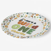 Assiettes En Carton Wild One Safari Zoo Animal fête d'anniversaire (Angle)