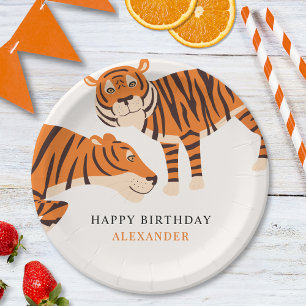 Assiettes En Carton Wild One Tiger Joyeux anniversaire d'enfants